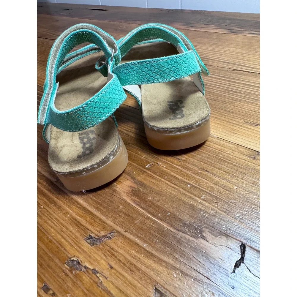 Bopy Seafoam Green‎ Leather Sandals EU 37 Youth 5 Adjustable Comfort Footbed